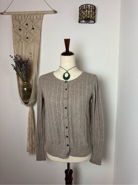 Old Navy Taupe Cable-Knit Button Cardigan
